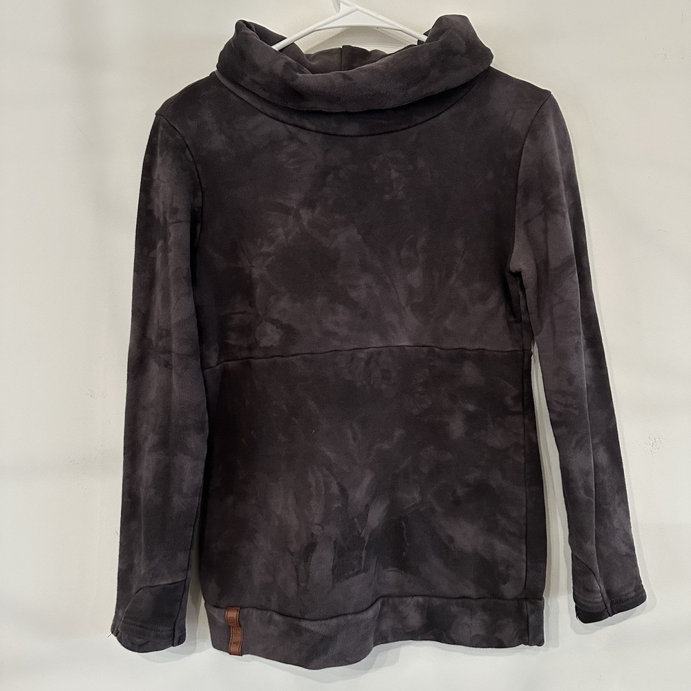 Women's Ampersand Avenue Pullover Cowl Neck Sweatshirt Dark‎ Gray Tie Dye Small